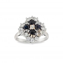 Pre Owned 18ct White Gold Sapphire and Diamond Cluster Ring ZA958
